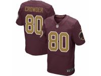 Men's Nike Washington Redskins #80 Jamison Crowder Elite Burgundy Red Gold Number Alternate 80TH Anniversary NFL Jersey