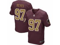 Men's Nike Washington Redskins #97 Kendall Reyes Elite Burgundy Red Gold Number Alternate 80TH Anniversary NFL Jersey