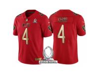 Men's Oakland Raiders #4 Derek Carr AFC 2017 Pro Bowl Red Gold Limited Jersey