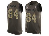 Men's Oakland Raiders #84 Antonio Brown Green Salute to Service Tank Top Football Jersey