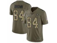 Men's Oakland Raiders #84 Antonio Brown Limited Olive Camo 2017 Salute to Service Football Jersey