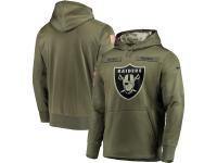 Men's Oakland Raiders Nike Olive Salute to Service Sideline Therma Performance Pullover Hoodie