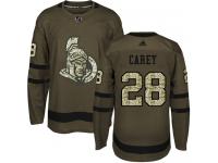 Men's Paul Carey Authentic Green Adidas Jersey NHL Ottawa Senators #28 Salute to Service