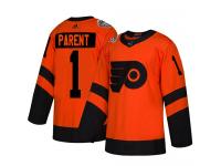 Men's Philadelphia Flyers #1 Bernie Parent Adidas Orange Authentic 2019 Stadium Series NHL Jersey
