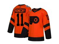 Men's Philadelphia Flyers #11 Travis Konecny Adidas Orange Authentic 2019 Stadium Series NHL Jersey