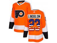 Men's Philadelphia Flyers #23 Oskar Lindblom Orange Authentic USA Flag Fashion Hockey Jersey