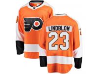 Men's Philadelphia Flyers #23 Oskar Lindblom Orange Home Breakaway Hockey Jersey