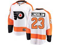 Men's Philadelphia Flyers #23 Oskar Lindblom White Away Breakaway Hockey Jersey