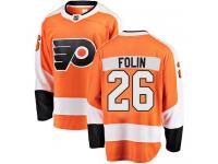 Men's Philadelphia Flyers #26 Christian Folin Orange Home Breakaway NHL Jersey