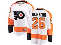 Men's Philadelphia Flyers #26 Christian Folin White Away Breakaway NHL Jersey
