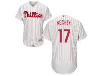 Men's Philadelphia Phillies #17 Pat Neshek Majestic Home White Scarlet Flex Base Authentic Collection Jersey