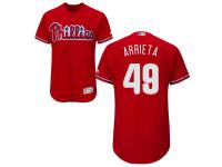 Men's Philadelphia Phillies #49 Jake Arrieta Majestic Alternate Scarlet Flex Base Authentic Collection Jersey