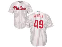 Men's Philadelphia Phillies #49 Jake Arrieta Majestic White-Red Home Cool Base Jersey