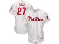 Men's Philadelphia Phillies Aaron Nola Majestic White Scarlet Home Authentic Collection Flex Base Player Jersey