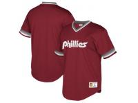 Men's Philadelphia Phillies Mitchell & Ness Maroon Big & Tall Cooperstown Collection Mesh Wordmark V-Neck Jersey