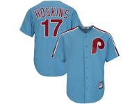 Men's Philadelphia Phillies Rhys Hoskins Majestic Light Blue Alternate Official Cool Base Cooperstown Player Jersey