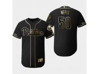 Men's Phillies 2019 Black Golden Edition Hector Neris Flex Base Stitched Jersey