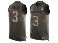 Men's Rayshawn Jenkins #3 Nike Green Jersey - NFL Los Angeles Chargers Salute to Service Tank Top