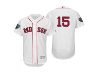 Men's Red Sox 2018 World Series Majestic White Dustin Pedroia Flex Base Jersey