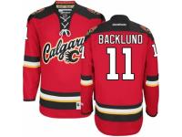 Men's Reebok Calgary Flames #11 Mikael Backlund Premier Red New Third NHL Jersey