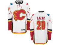 Men's Reebok NHL Calgary Flames #20 Curtis Lazar Authentic Away Jersey White Reebok