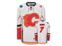 Men's Reebok NHL Calgary Flames #7 TJ Brodie Authentic Away Jersey White Reebok