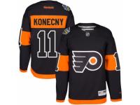 Men's Reebok Philadelphia Flyers #11 Travis Konecny Premier Black 2017 Stadium Series NHL Jersey