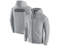 Men's San Diego Chargers Nike Gridiron Gray 2.0 Full-Zip Hoodie - Ash