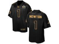 Men's Super Bowl 50 Carolina Panthers #1 Cam Newton Black Limited Jersey