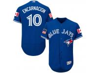 Men's Toronto Blue Jays #10 Edwin Encarnacion Majestic Royal Fashion Stars & Stripes 2016 Independence Day Flex Base Player Jersey