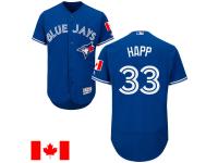 Men's Toronto Blue Jays J.A. Happ #33 Majestic Royal 2016 Canada Day Flex Base Jersey