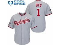 Men's Washington Nationals #1 Wilmer Difo Grey Road Cool Base 2019 World Series Champions Baseball Jersey