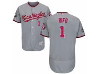 Men's Washington Nationals #1 Wilmer Difo Grey Road Flex Base Collection 2019 World Series Champions Baseball Jersey