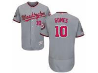 Men's Washington Nationals #10 Yan Gomes Grey Road Flex Base Collection 2019 World Series Champions Baseball Jersey