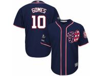 Men's Washington Nationals #10 Yan Gomes Navy Blue Alternate 2 Cool Base 2019 World Series Champions Baseball Jersey