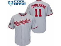 Men's Washington Nationals #11 Ryan Zimmerman Grey Road Cool Base 2019 World Series Champions Baseball Jersey