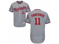 Men's Washington Nationals #11 Ryan Zimmerman Grey Road Flex Base Collection 2019 World Series Champions Baseball Jersey