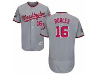 Men's Washington Nationals #16 Victor Robles Grey Road Flex Base Collection 2019 World Series Champions Baseball Jersey