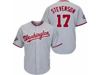 Men's Washington Nationals #17 Andrew Stevenson Grey Road Cool Base 2019 World Series Champions Baseball Jersey