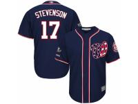 Men's Washington Nationals #17 Andrew Stevenson Navy Blue Alternate 2 Cool Base 2019 World Series Champions Baseball Jersey