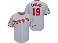 Men's Washington Nationals #19 Anibal Sanchez Grey Road Cool Base 2019 World Series Champions Baseball Jersey