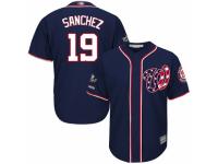 Men's Washington Nationals #19 Anibal Sanchez Navy Blue Alternate 2 Cool Base 2019 World Series Champions Baseball Jersey