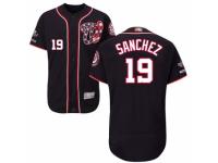 Men's Washington Nationals #19 Anibal Sanchez Navy Blue Alternate Flex Base Collection 2019 World Series Champions Baseball Jersey