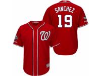 Men's Washington Nationals #19 Anibal Sanchez Red Alternate 1 Cool Base 2019 World Series Champions Baseball Jersey