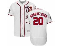 Men's Washington Nationals #20 Kyle Barraclough White Home Flex Base Collection 2019 World Series Champions Baseball Jersey