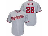 Men's Washington Nationals #22 Juan Soto Grey Road Cool Base 2019 World Series Champions Baseball Jersey