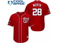 Men's Washington Nationals #28 Jayson Werth Red Alternate 1 Cool Base 2019 World Series Champions Baseball Jersey