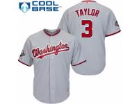 Men's Washington Nationals #3 Michael Taylor Grey Road Cool Base 2019 World Series Champions Baseball Jersey