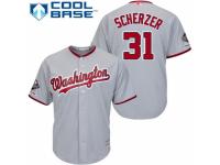 Men's Washington Nationals #31 Max Scherzer Grey Road Cool Base 2019 World Series Champions Baseball Jersey