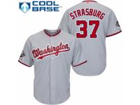 Men's Washington Nationals #37 Stephen Strasburg Grey Road Cool Base 2019 World Series Champions Baseball Jersey